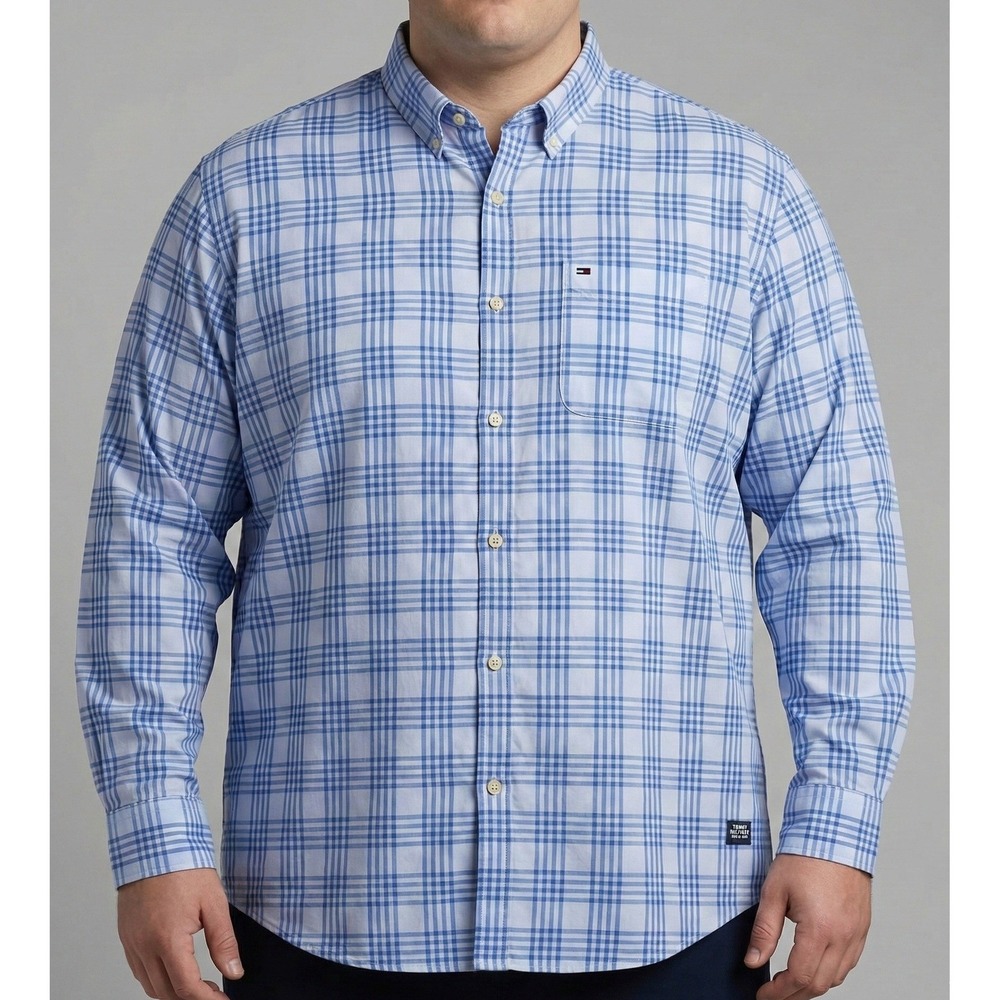 Peter England Men's Slim Fit Plaid Long‎ Sleeve Button Down Shirt XXL